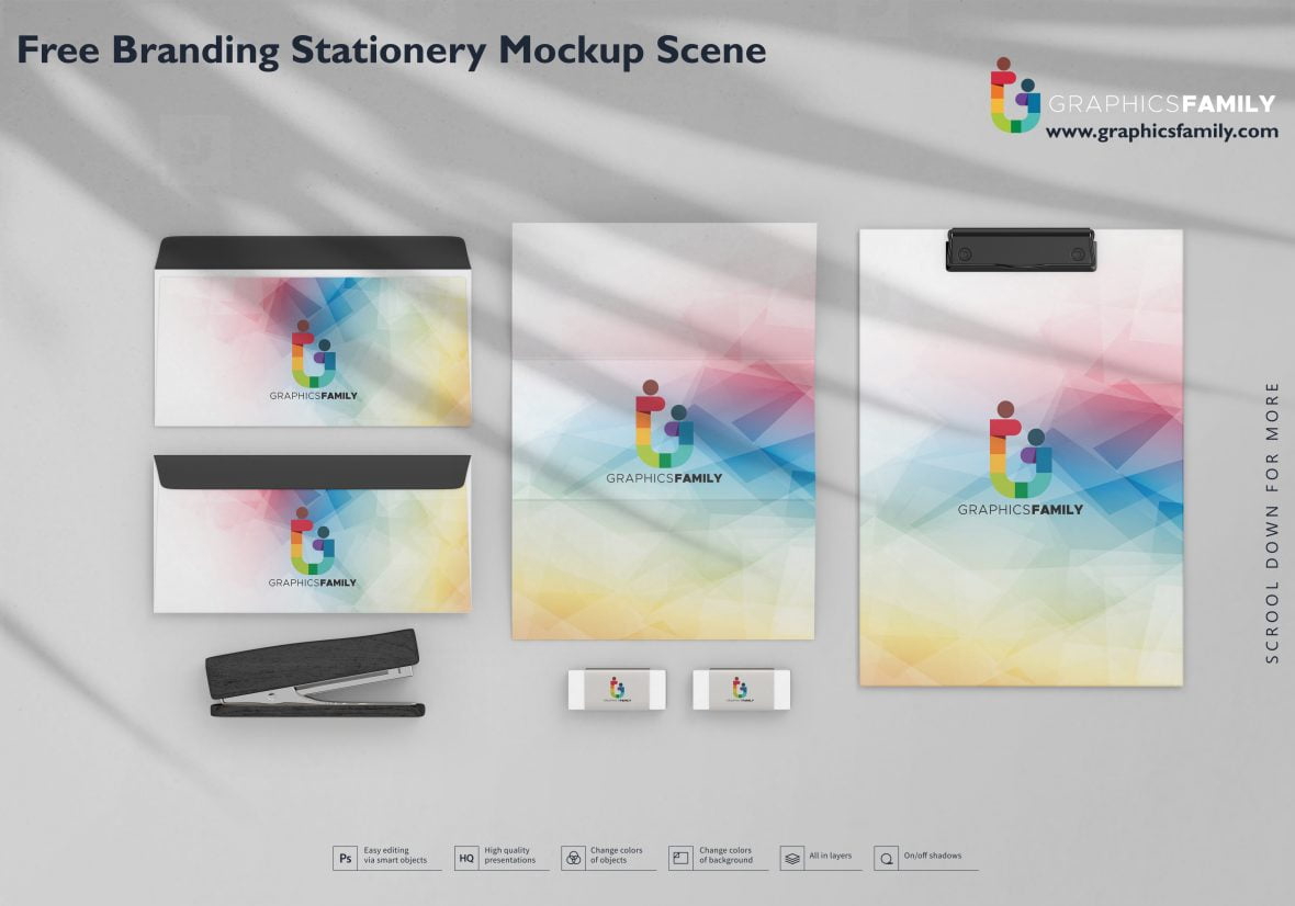 فایل صحنه ماکت لوازم التحریر برندسازی - Branding Stationery Mockup Scene