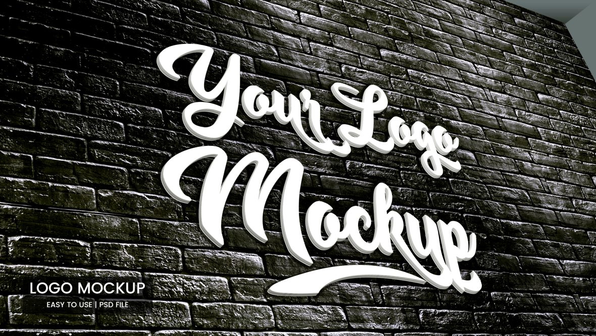 فایل موکاپ لوگو دیوار آجری - Brick Wall Logo Mockup