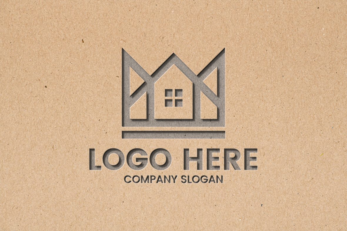 فایل موکاپ لوگو با بافت قهوه‌ای برجسته - Brown Texture Debossed Logo Mockup