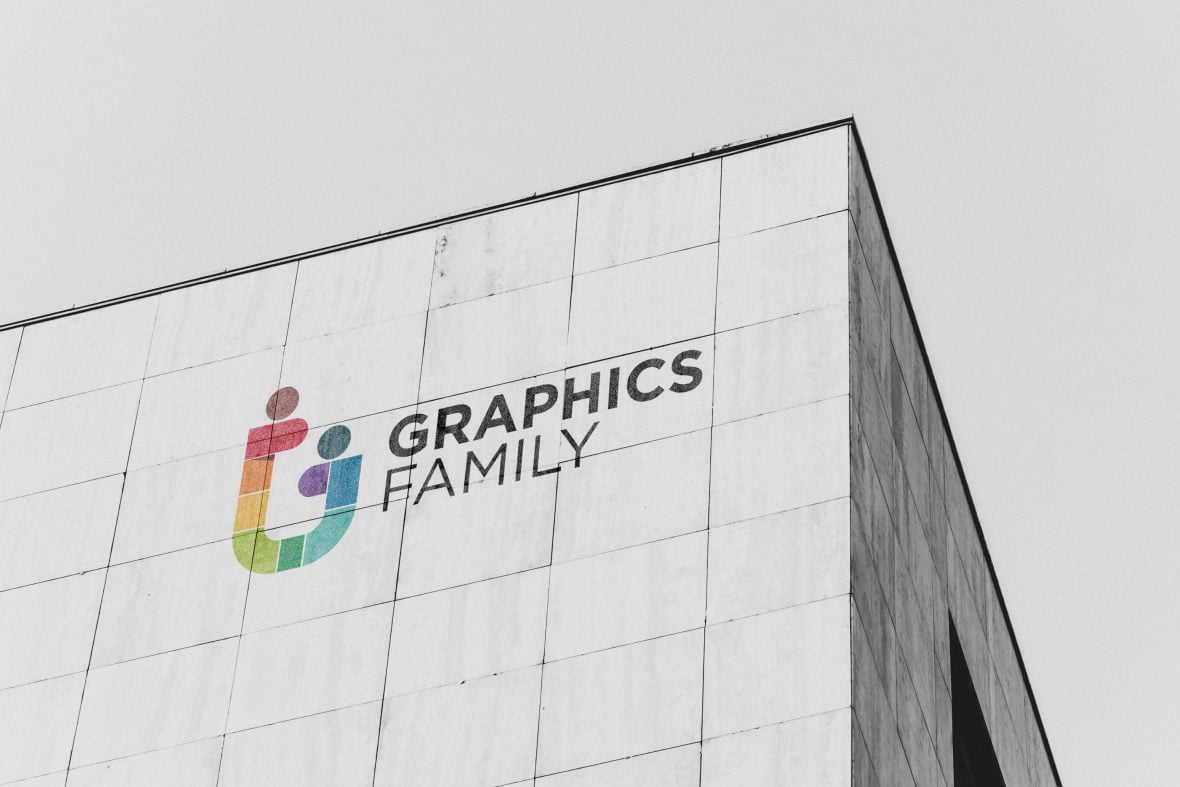 فایل موکاپ لوگو ساختمان بالا - Building Top Logo Mockup