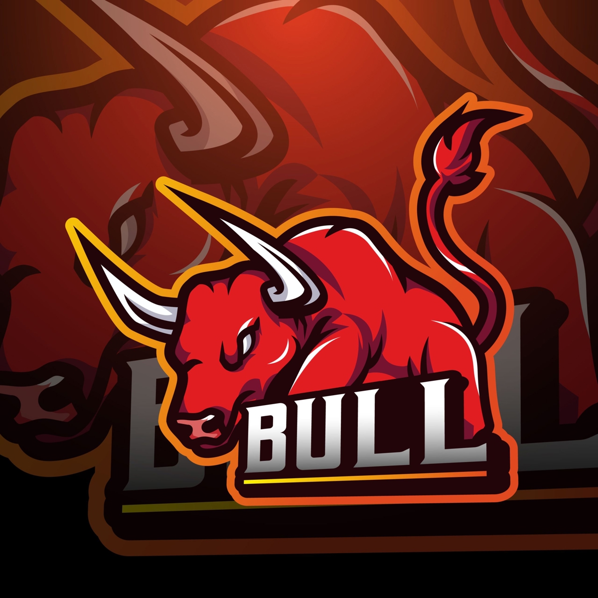 فایل الگوی لوگوی بازی Bull Mascot - Bull Mascot Gaming Logo Template
