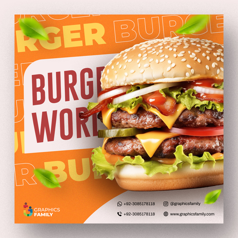 فایل طراحی پست فست فود برگر در فتوشاپ - Burger Fast Food Post Design in Photoshop
