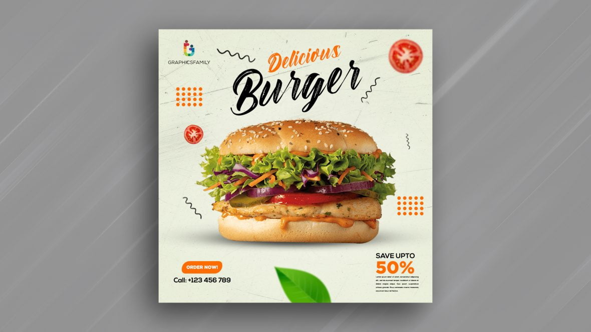 فایل طراحی پست اینستاگرام برگر - Burger Instagram Post Design
