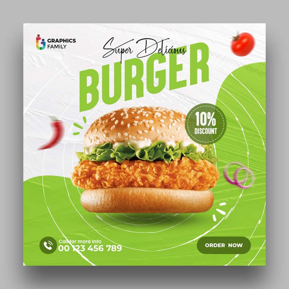 فایل الگوی برگر برای تبلیغ در رسانه‌های اجتماعی - Burger Template for Social Media Promotion