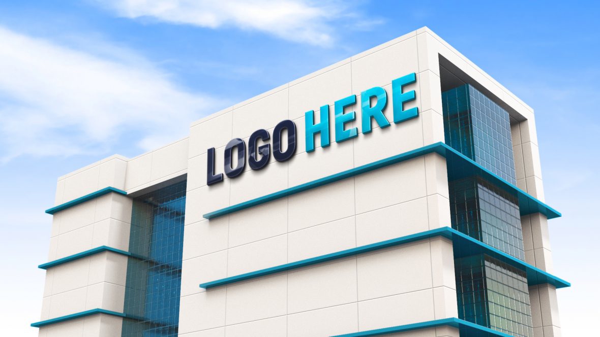 فایل موکاپ لوگو ساختمان تجاری - Business Building Logo Mockup