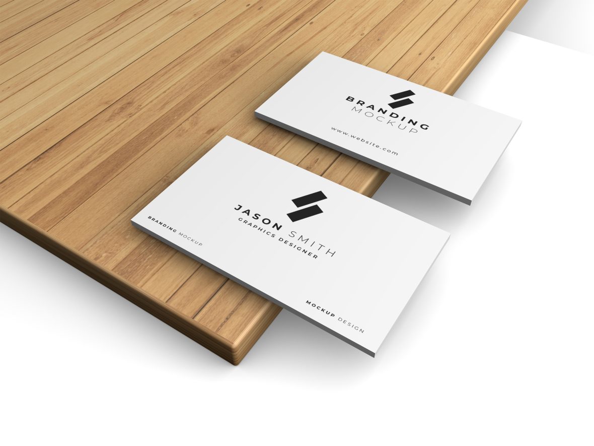 فایل موکاپ کارت ویزیت روی میز مدرن - Business Card Mockup on Modern Desk