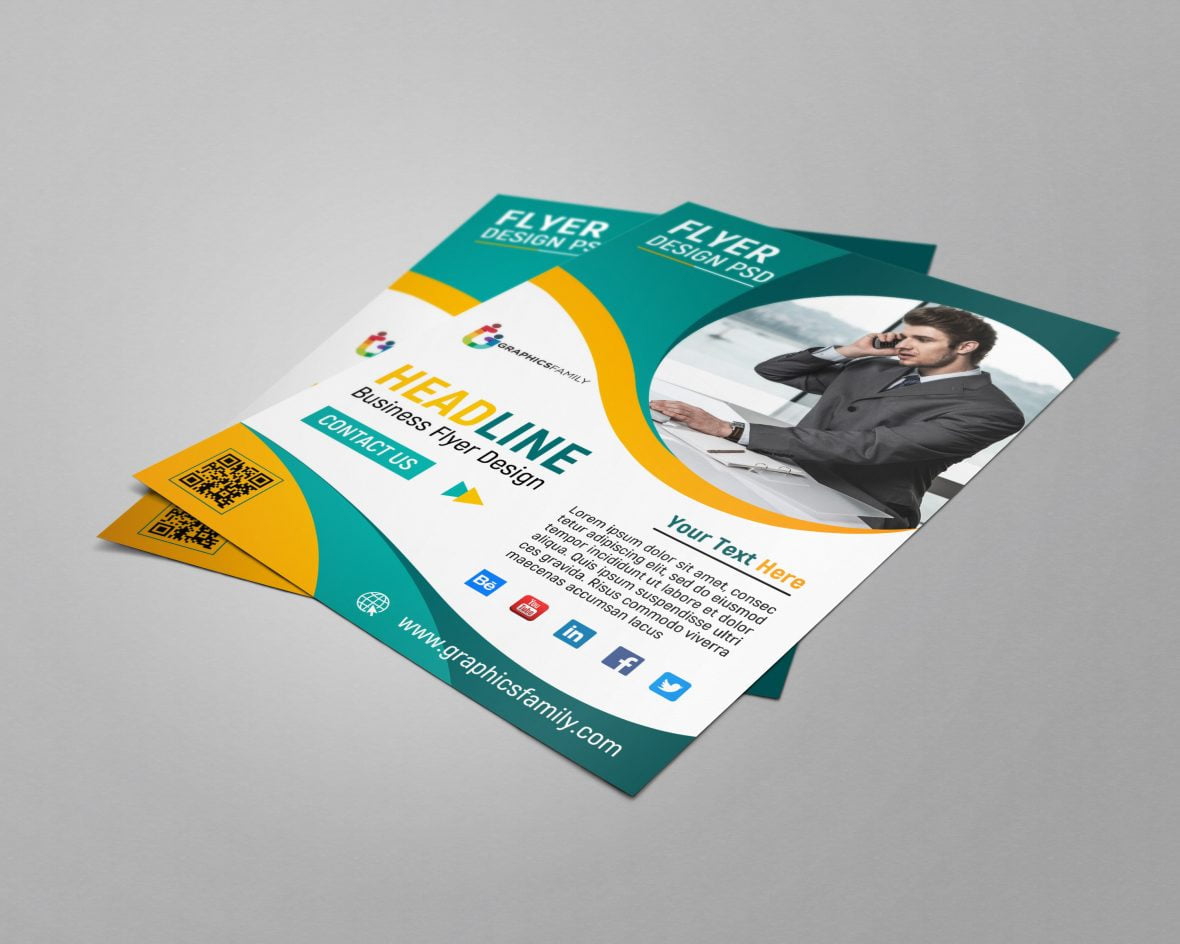 فایل طرح لایه باز تراکت تجاری PSD - Business Flyer Template Design PSD