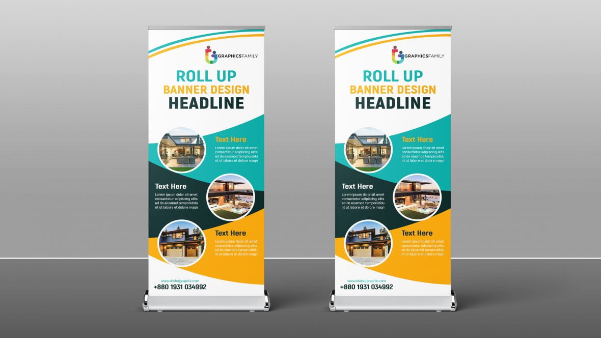 فایل دانلود طرح بنر لایه باز کسب و کار (psd) - Business Roll Up Banner Design psd Download