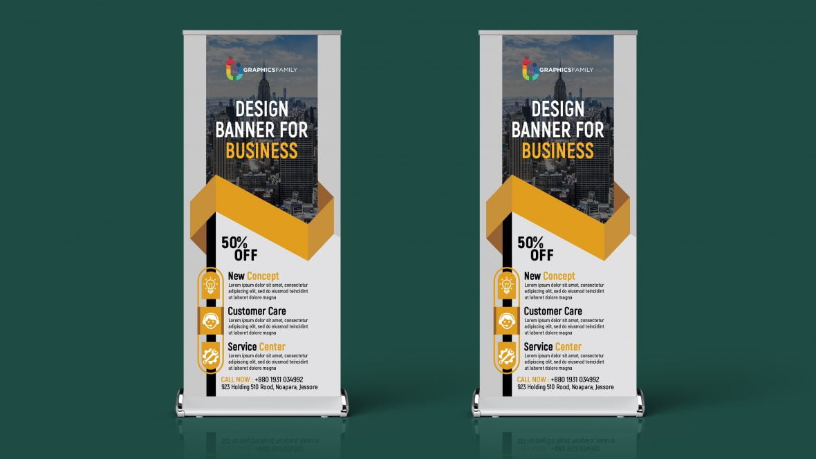 فایل الگوی طراحی بنر رول آپ تجاری - Business Roll Up Banner Design Template