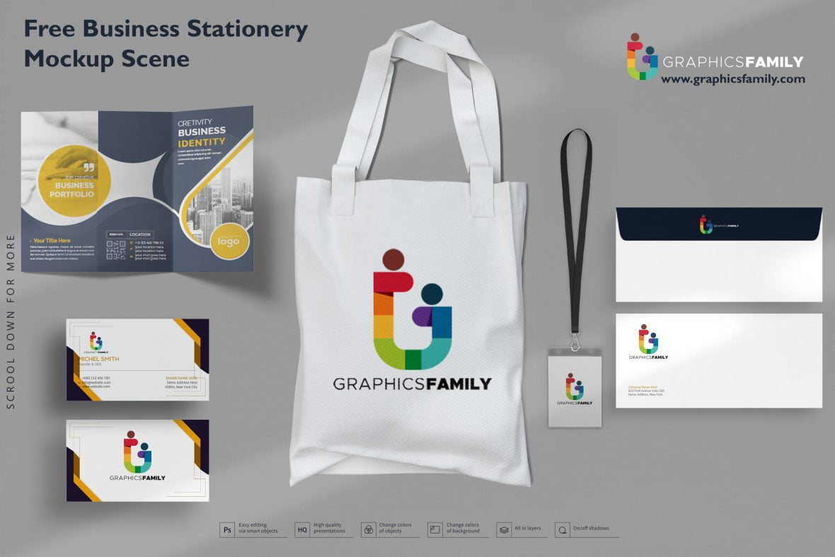 فایل صحنه ماکت لوازم التحریر تجاری - Business Stationery Mockup Scene