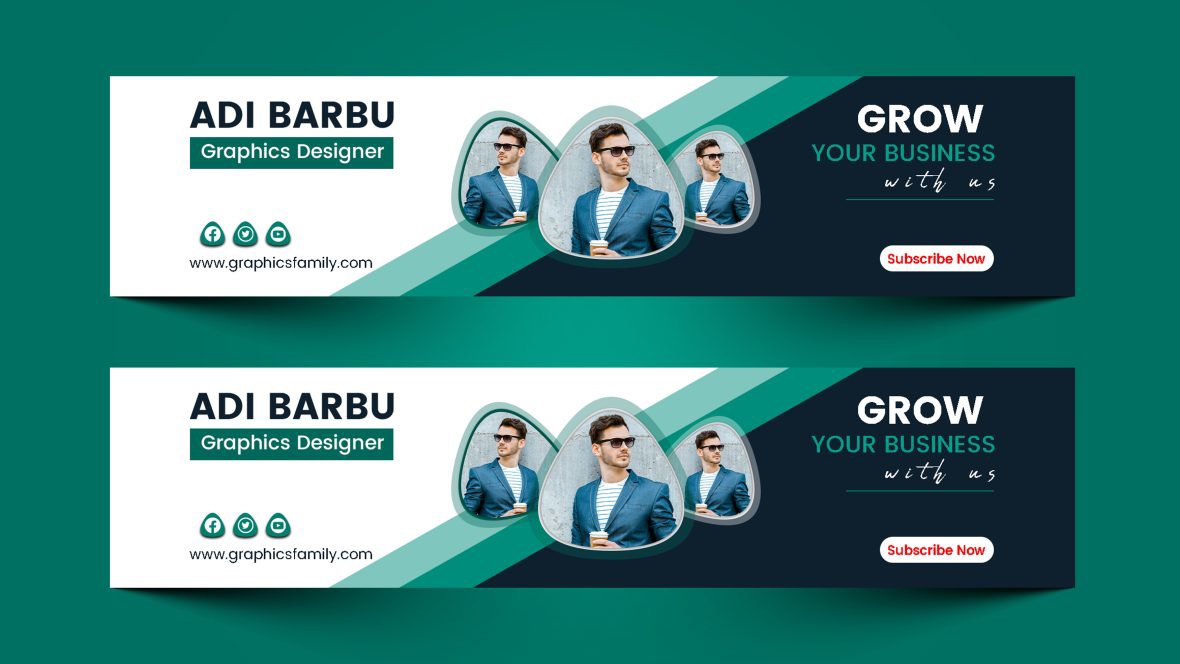 فایل الگوی طراحی بنر هنری کانال یوتیوب تجاری - Business YouTube Channel Art Banner Design Template