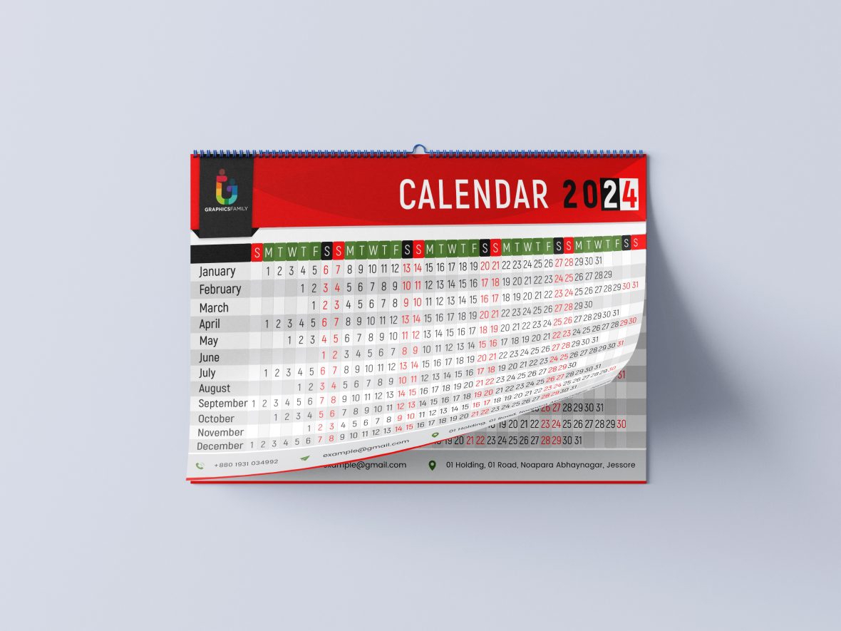 فایل تصویر برداری از قالب طراحی تقویم 2024 - Calendar 2024 design template vector image