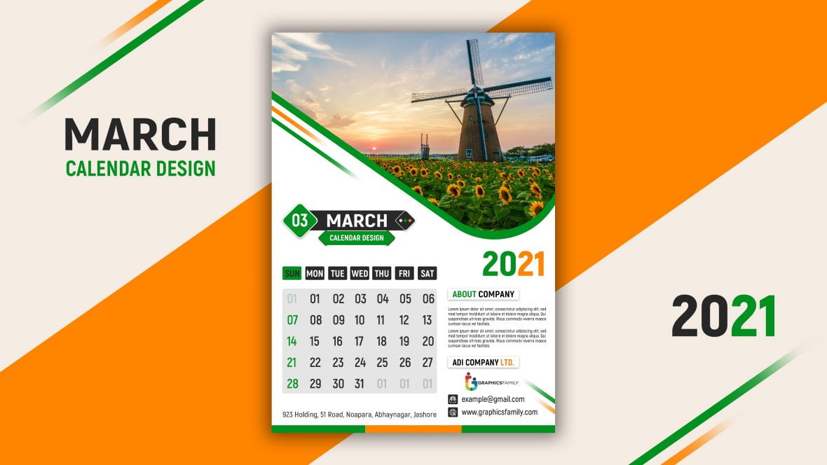 فایل قالب PSD تقویم طرح - Calendar Design PSD Template