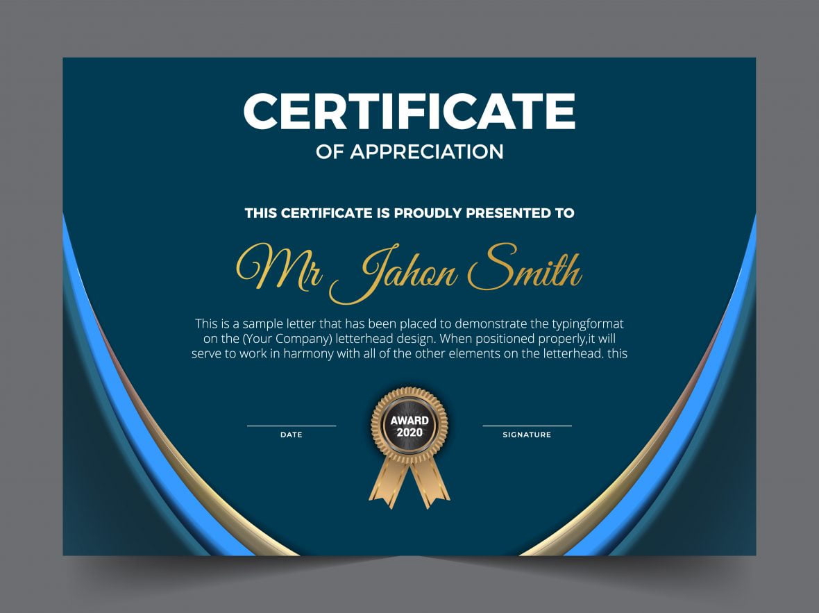 فایل الگوی جایزه تقدیرنامه - Certificate Of Appreciation Award Template