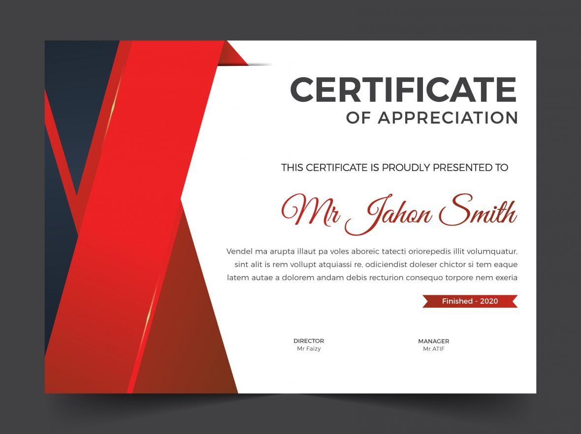 فایل قالب گواهی با الگوی تمیز و مدرن - Certificate template with clean and modern pattern