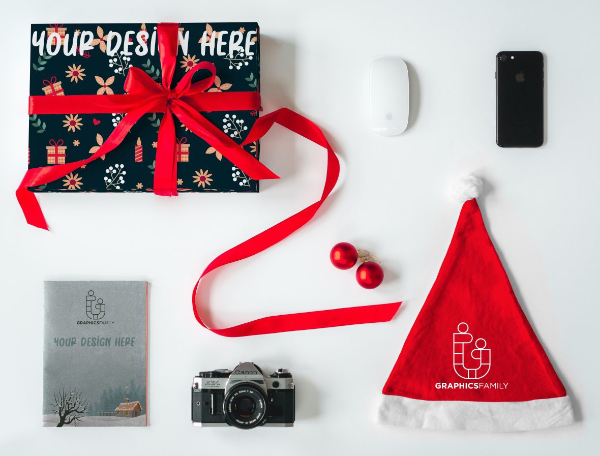 فایل موکاپ هدیه کریسمس - Christmas Gift Mockup
