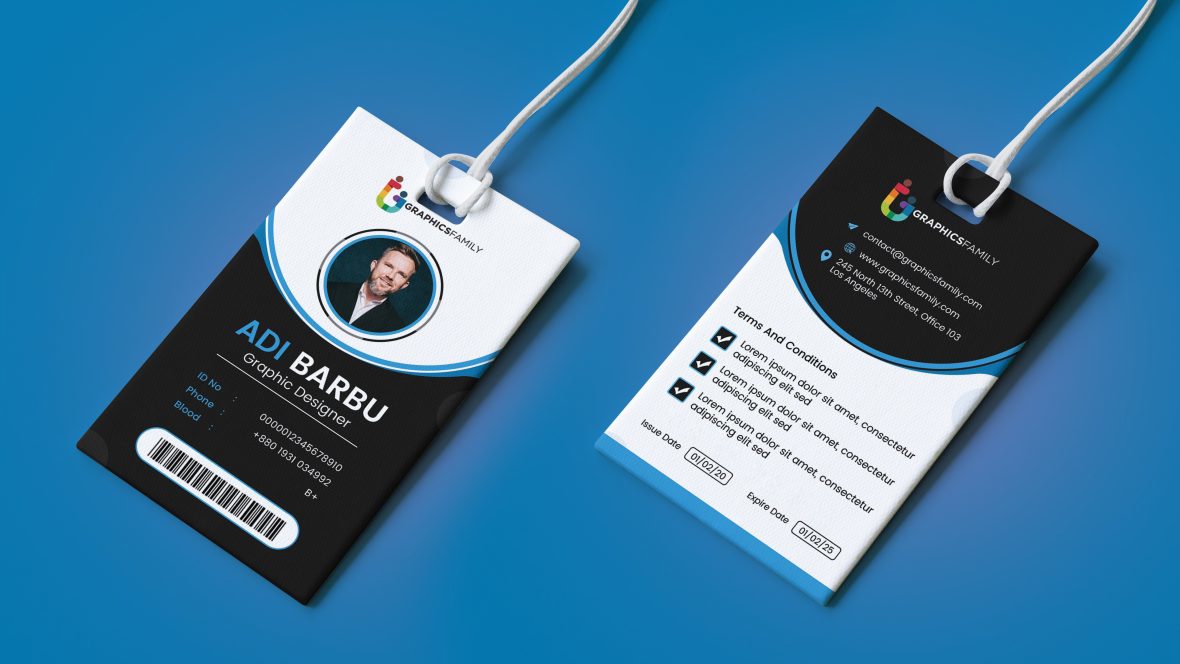 فایل طراحی کارت شناسایی کارمند مدرن و تمیز - Clean modern employee identity card design
