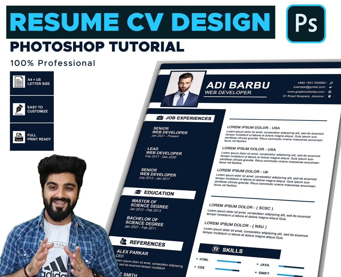 فایل الگوی طراحی CV رزومه تمیز - Clean Resume CV Design Template