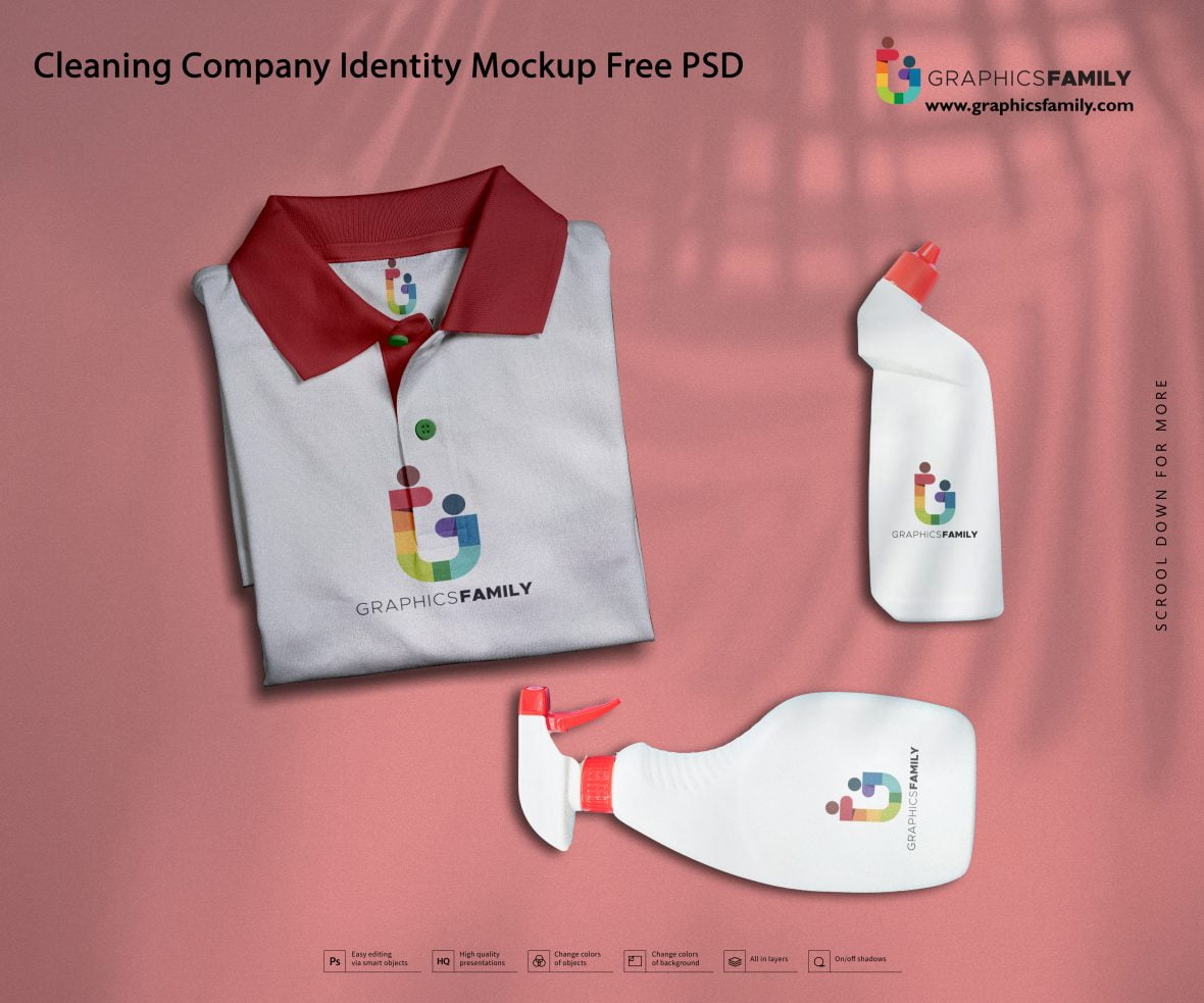 فایل موکاپ هویت شرکت نظافتی PSD - Cleaning Company Identity Mockup PSD