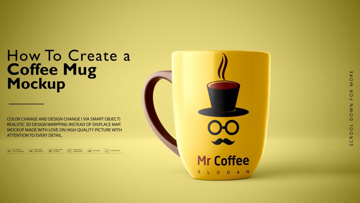 فایل موکاپ PSD لیوان قهوه - Coffee Mug PSD Mockup