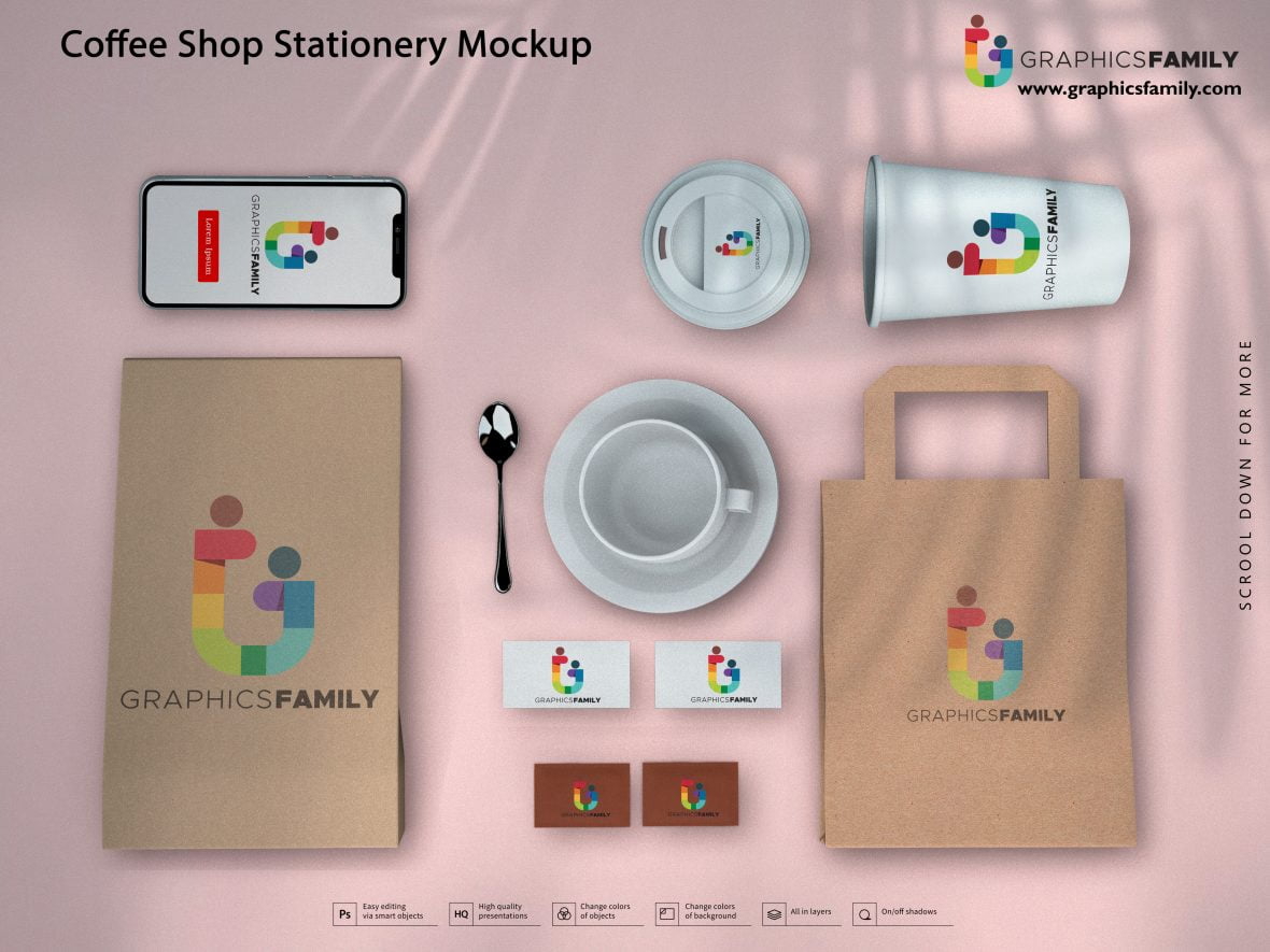 فایل موکاپ لوازم التحریر کافی‌شاپ - Coffee Shop Stationery Mockup