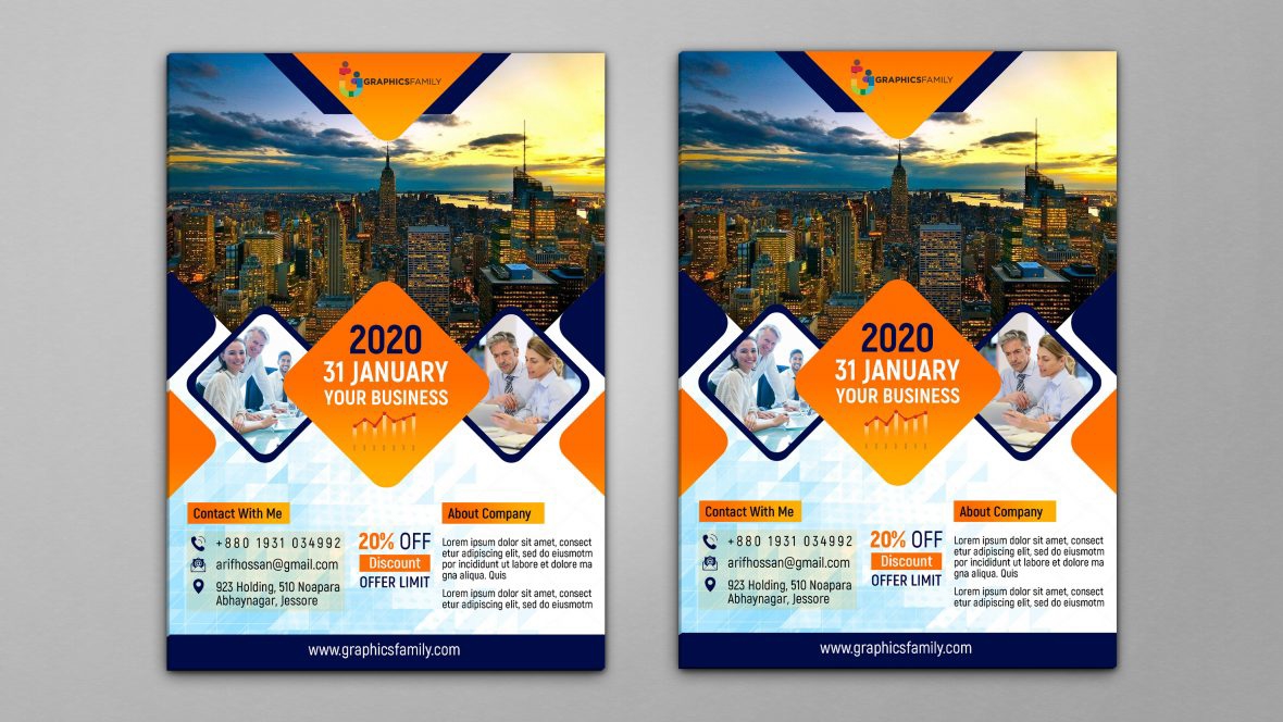 فایل قالب psd تراکت رنگارنگ تجاری - Colorful Business flyer psd Template