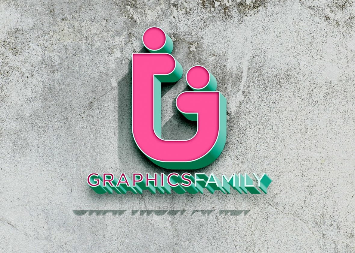 فایل موکاپ لوگو دیواری سه بعدی رنگارنگ و واقع گرایانه - Colorful Realistic 3D Wall Logo Mockup