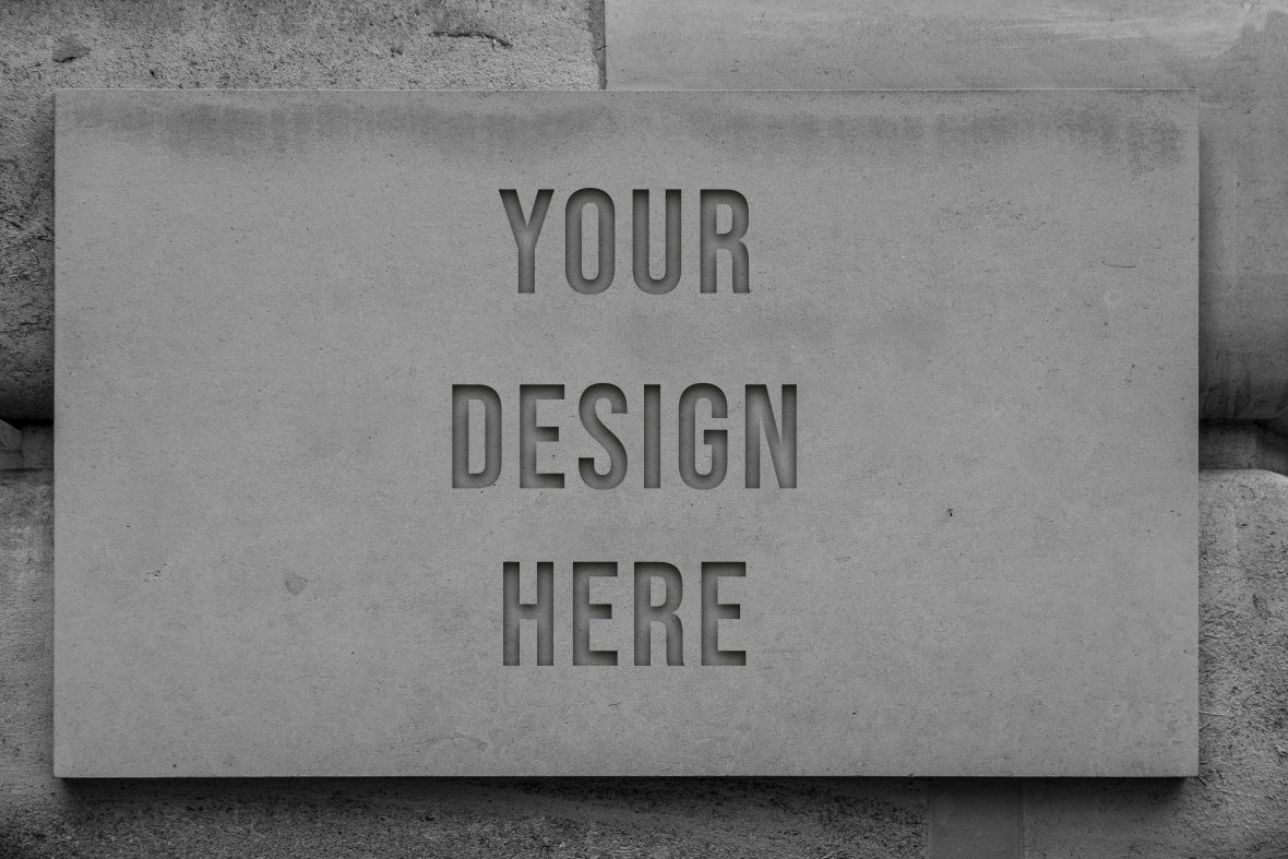 فایل موکاپ لوگو با افکت حکاکی بتنی - Concrete Engrave Effect Design Logo Mockup
