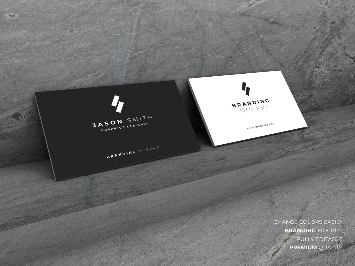 فایل موکاپ کارت ویزیت دیوار بتنی - Concrete Wall Business Card Mockup