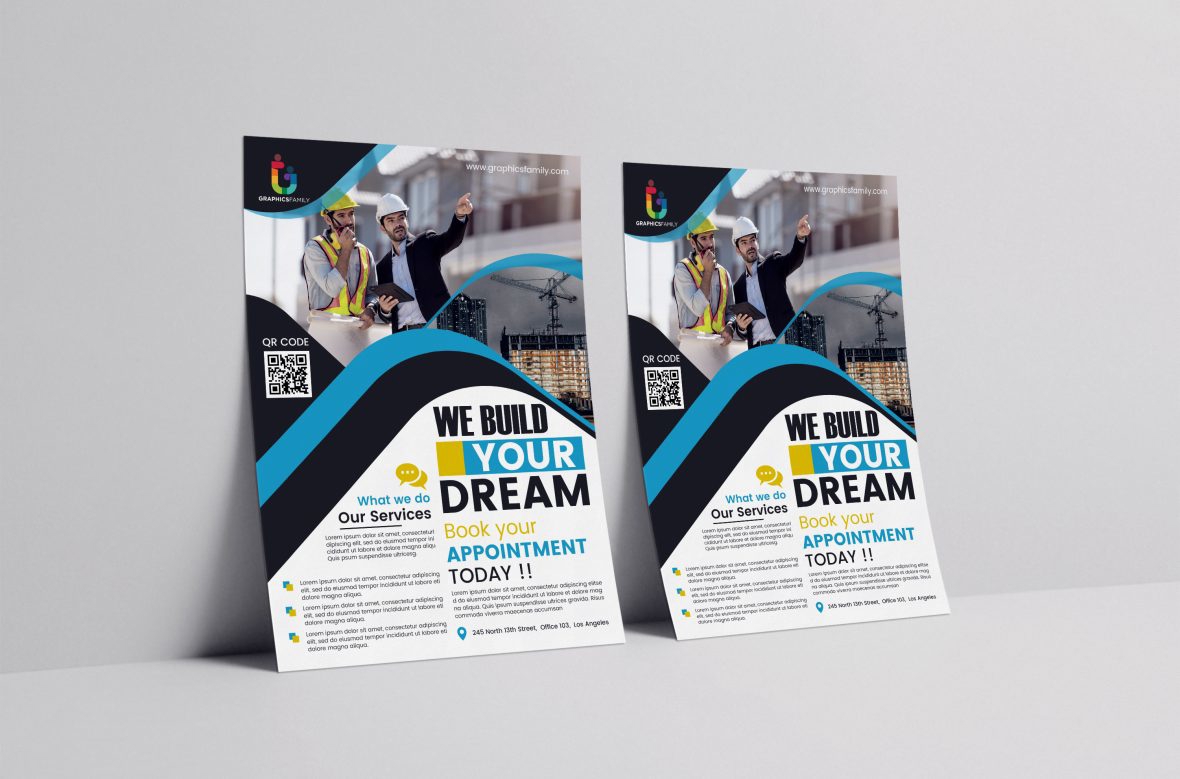 فایل الگوی بروشور شرکت ساختمانی - Construction Company Flyer Template