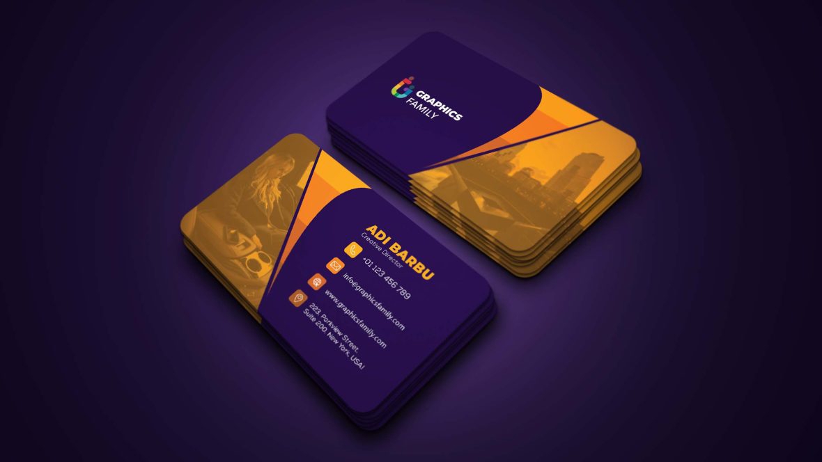 فایل الگوی طراحی کارت ویزیت بنفش جالب - Cool Purple Business Card Design Template