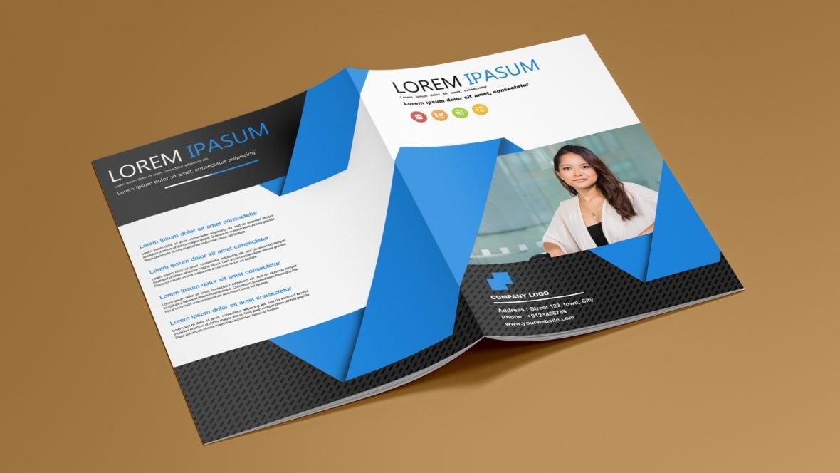 فایل قالب بروشور دو لت شرکتی - Corporate Bi Fold Brochure Template