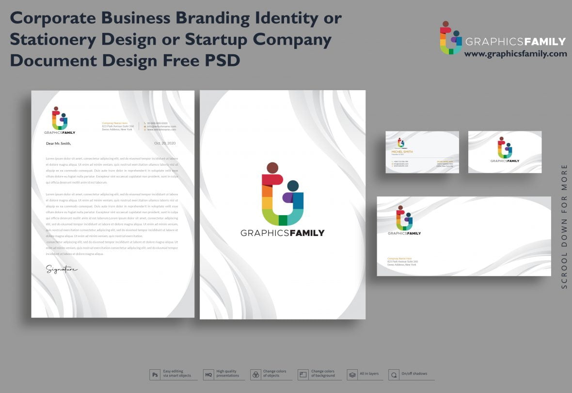 فایل طراحی هویت برند تجاری یا لوازم التحریر یا طراحی سند شرکت نوپا (PSD) - Corporate Business Branding Identity or Stationery Design or Startup Company Document Design Psd