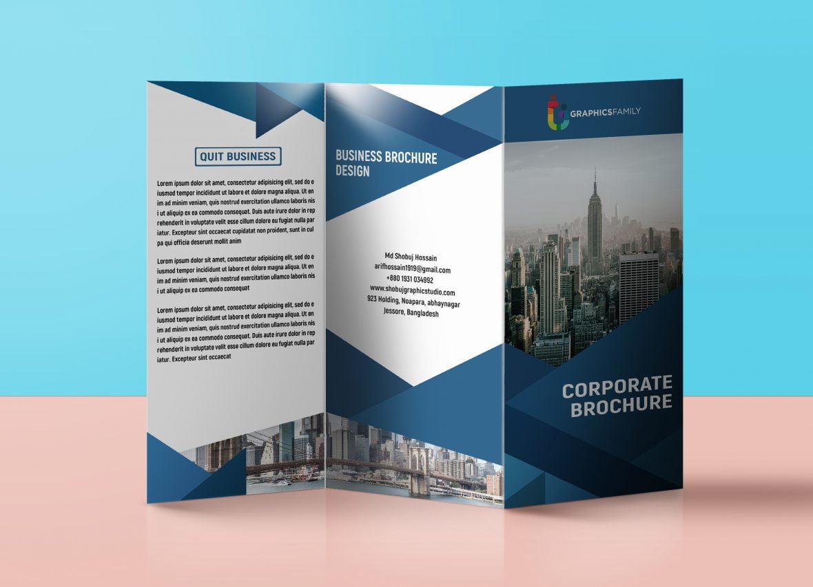 فایل قالب طراحی بروشور سه لت تجاری شرکتی PSD - Corporate Business Tri Fold Brochure Design Template Psd