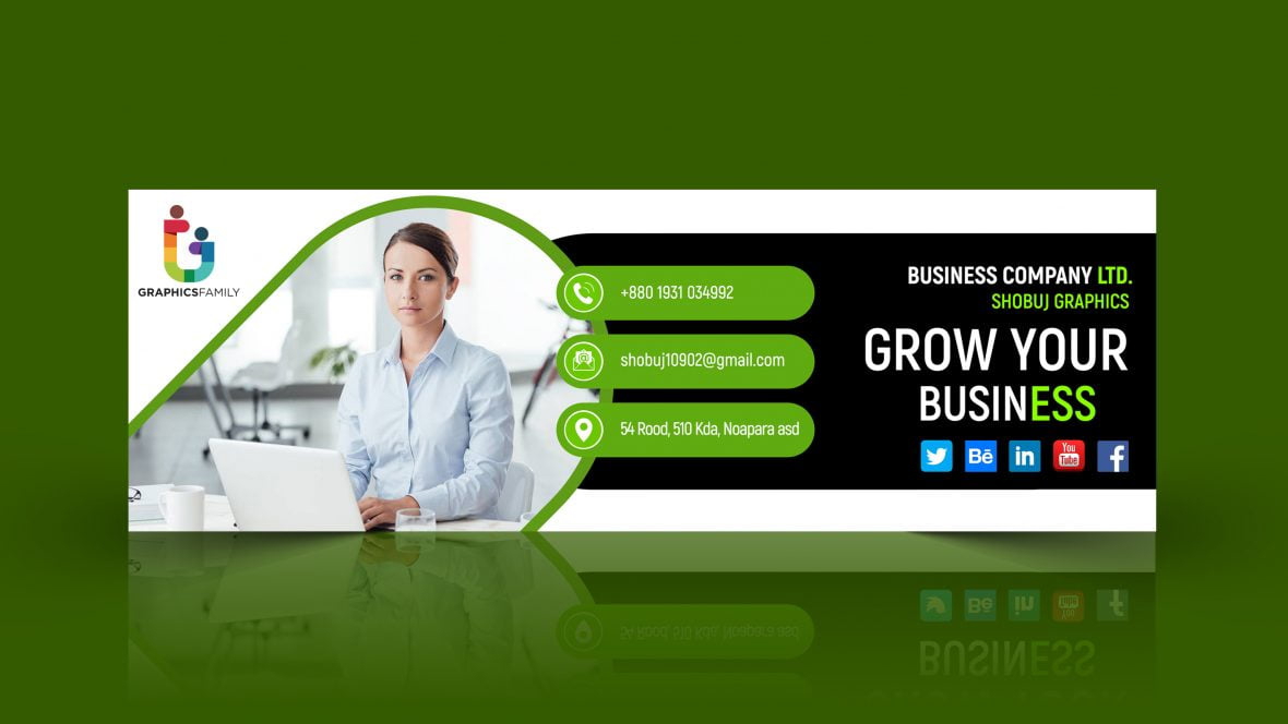 فایل امضای ایمیل شرکتی در قالب سبک تخت - Corporate Email Signature in Flat Style Template