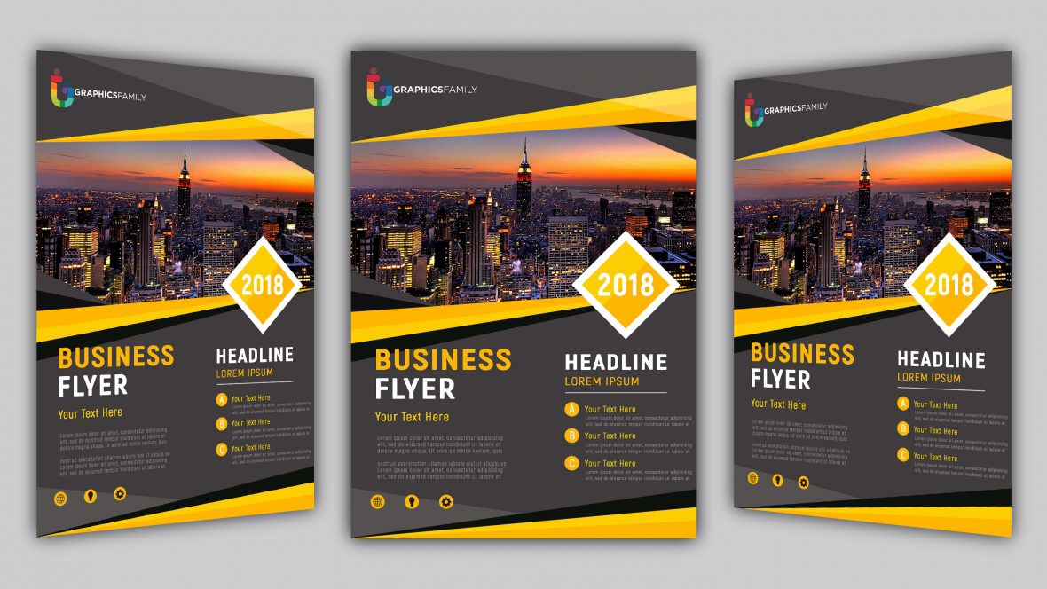 فایل طرح تراکت شرکتی با فرمت PSD تیره و زرد - Corporate Flyer Design with Dark and Yellow Psd