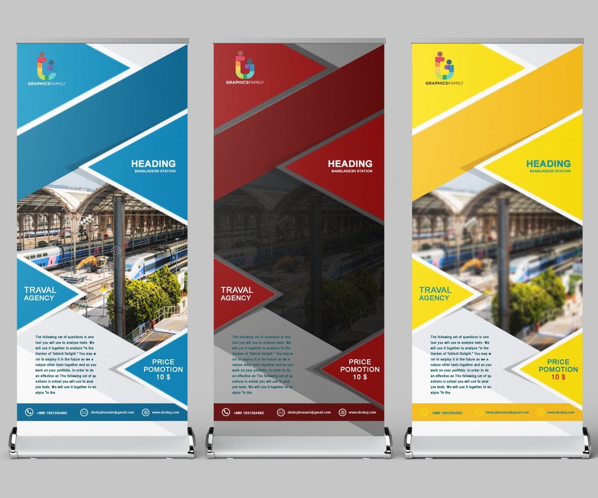 فایل مجموعه طرح بنر رول آپ شرکتی - Corporate Roll Up Banner Design Set
