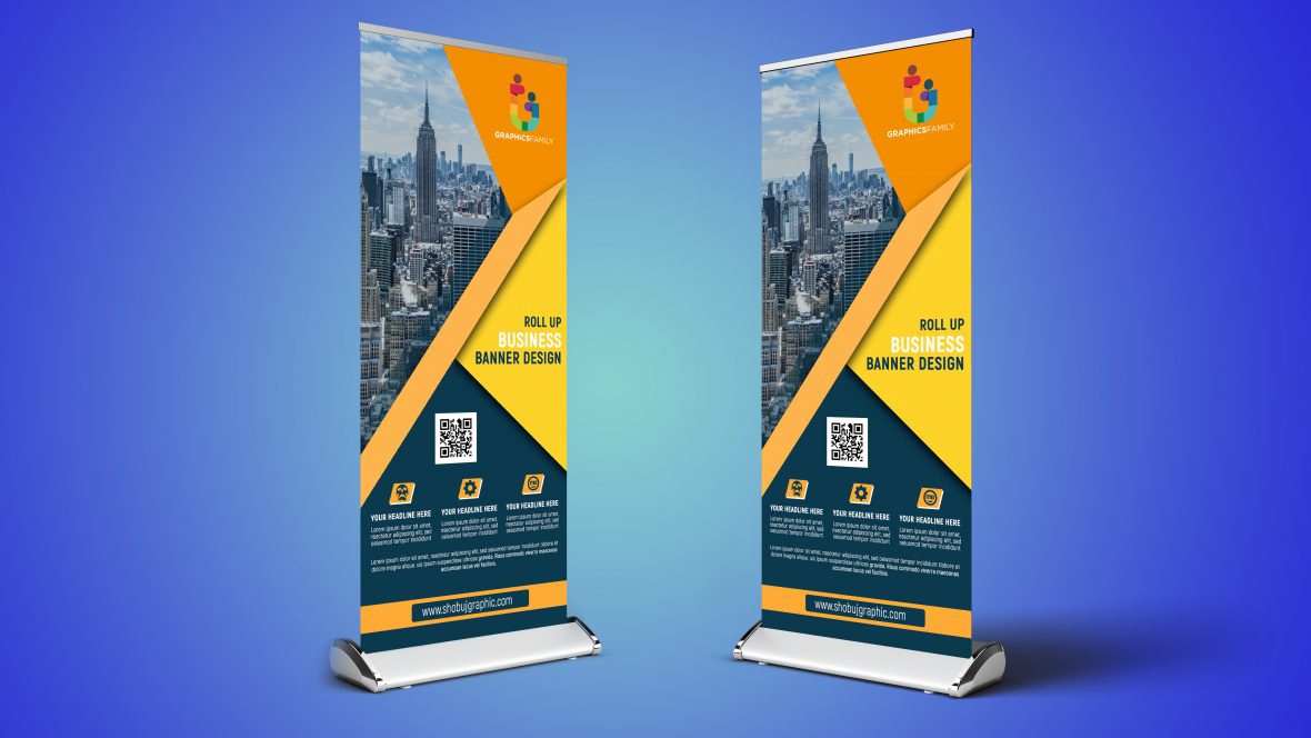 فایل الگوی طراحی بنر رول آپ شرکتی - Corporate Roll Up Banner Design Template