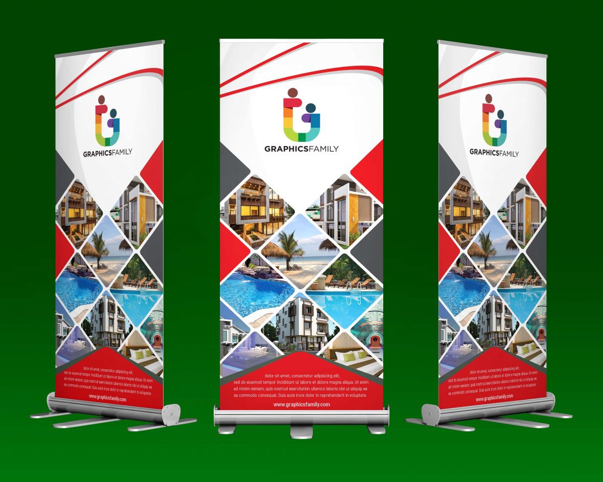 فایل طراحی بنر رول آپ شرکتی - Corporate Roll Up Banner Design