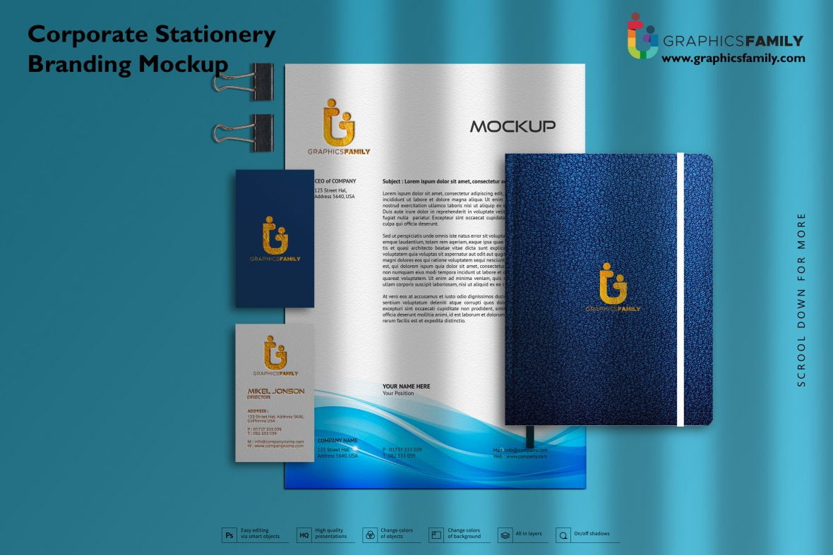فایل موکاپ برندسازی لوازم التحریر شرکتی - Corporate Stationery Branding Mockup