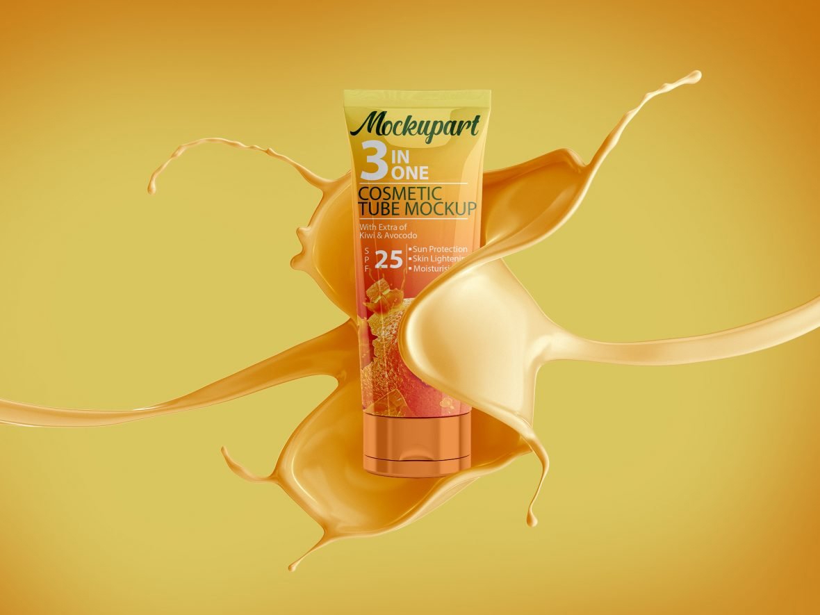 فایل ماک‌آپ کرم دست تیوب ضد آفتاب لوازم آرایشی - Cosmetics Sunscreen Tube Hand Cream Mock-Up