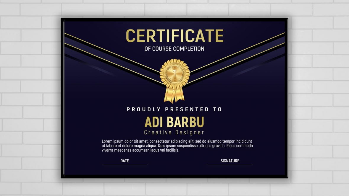 فایل الگوی طراحی گواهی پایان دوره - Course Completion Certificate Design Template