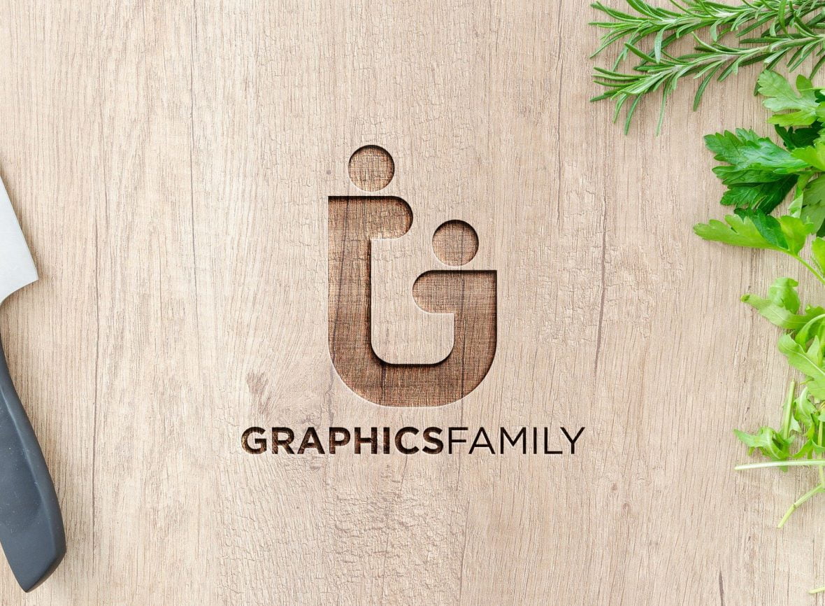فایل موکاپ لوگوی چوبی منحنی سه‌بعدی خلاقانه - Creative 3D Curved Wood Logo Mockup