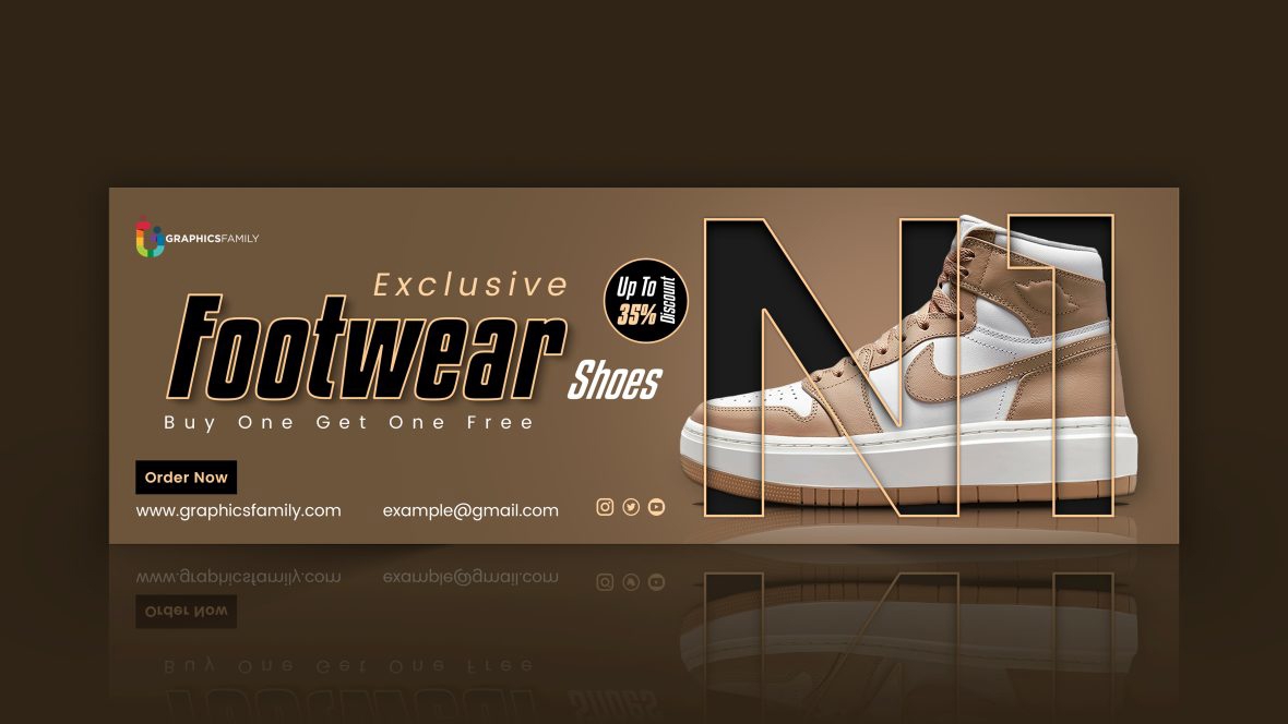 فایل قالب بنر وب خلاقانه کفش‌های قهوه‌ای - Creative brown shoes web banner template