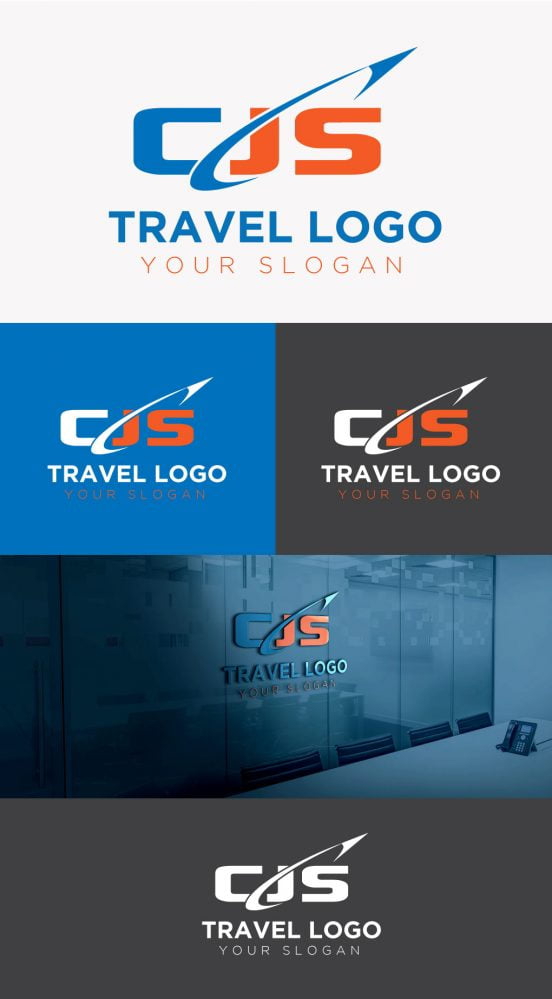 فایل طراحی لوگوی خلاقانه CJS برای شرکت مسافرتی - Creative CJS Logo Design For Travel Company template