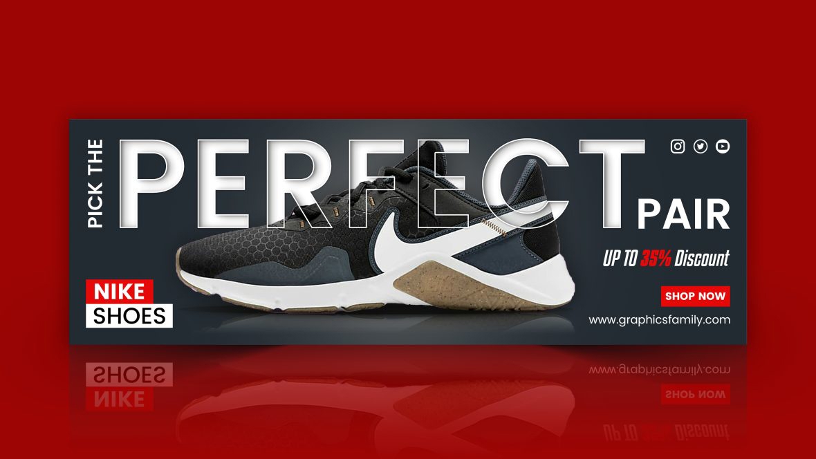 فایل طرح بنر فروشگاه اینترنتی کفش خلاقانه PSD - Creative E-Commerce Shoes Banner Design PSD