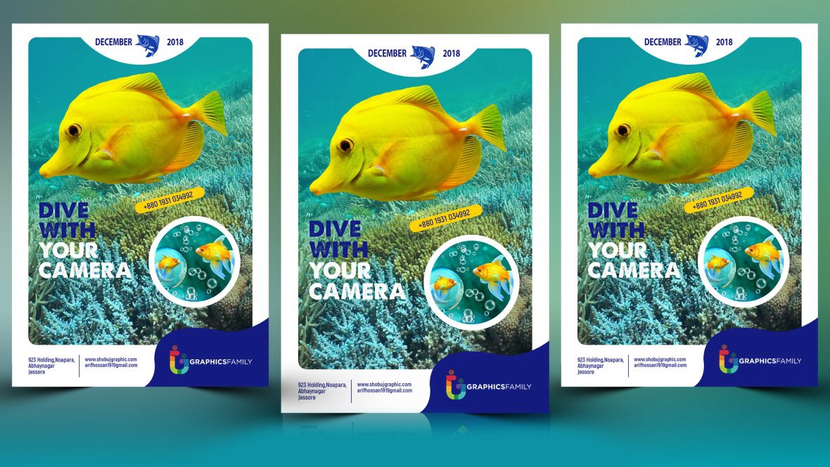 فایل قالب طراحی بروشور ماهیگیری خلاقانه psd - Creative Fishing Flyer Design Template psd