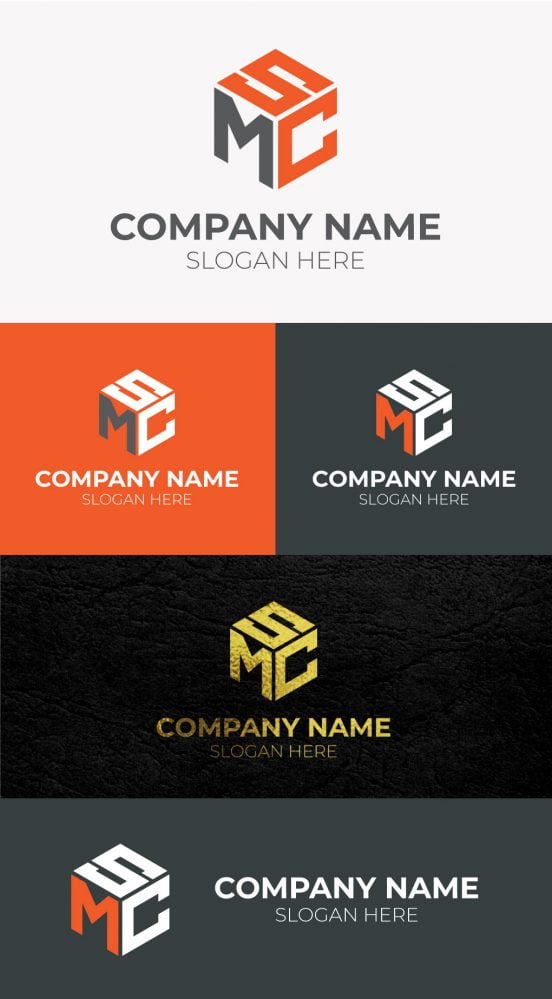 فایل وکتور لوگو حروف اول اسم مستعار - Creative Initial SMC Letter Logo Vector