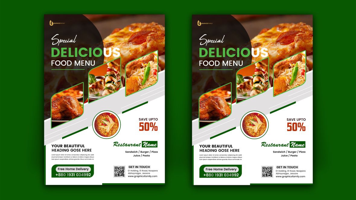 فایل الگوی طراحی بروشور غذای رستوران خلاق - Creative Restaurant Food Flyer Design Template