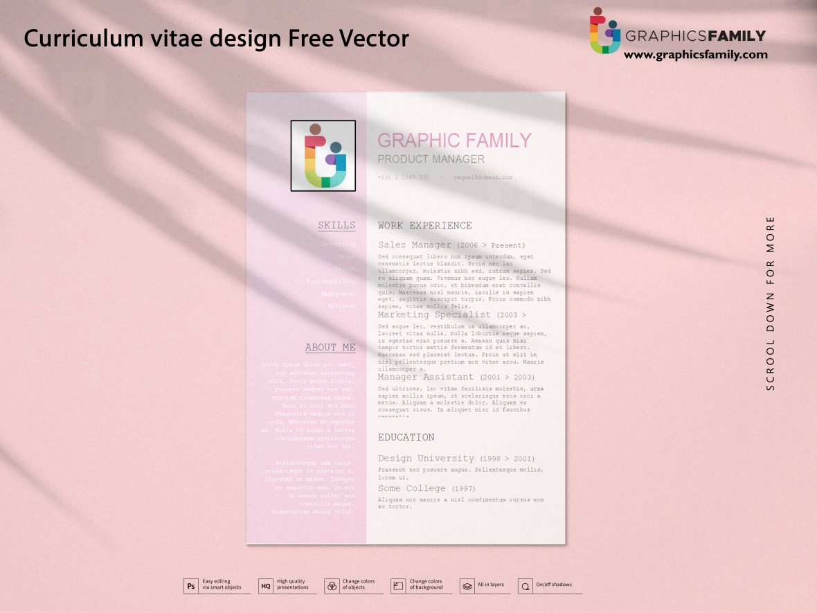 فایل وکتور طرح رزومه - Curriculum vitae design Vector
